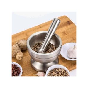 Stainless Steel Mortar And Pestle Grinder (Available On Request)
