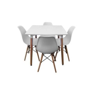 Square Dinning Table + 4 Strong Plastic Seat Chairs
