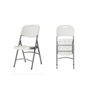 Foldable Plastic Chair With Metal Legs- White