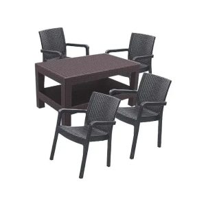 Plastic Backet Table And 4 Pieces Of Basket Chairs