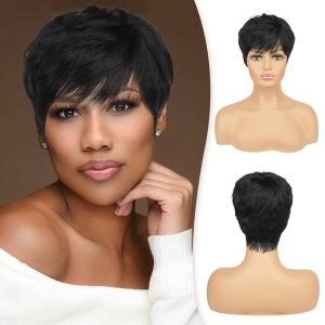 Hair Wig Soft And Short Hair Wig - Black