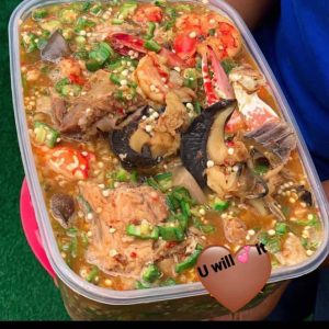 4 Liter Pot of Okro Sea-food (Snails, prawns, fresh fish and crabs)