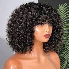 Short Bob Curly Human Hair Headband Wig x1