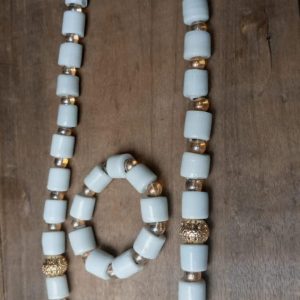 Coral Beads + 2 Bangles + Earrings