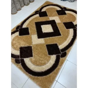 Shaggy Center Rug 4ft by 6ft - Gold & Brown