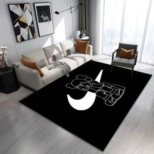 5x7ft Black Stylish Center Rug