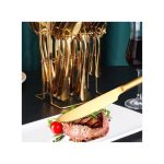 24 Pcs Gold Plated Stainless Steel Spoon & Fork Set with Rack