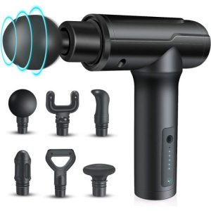OVEYA Handheld Hammer Massager Gun Therapy With 6 Heads 2200mAh