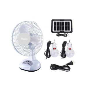 TINMO 12 Inches Rechargeable fan + 12 Months Warranty + Solar Panel & 2 bulbs