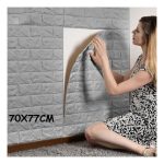 3d Self Adhesive Pe Foam Brick Wallpaper Sticker SILVER GREY