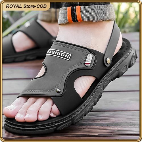 ASHION Men's 2-Way Convertible PVC Sandals Non-Slip Thick Sole Summer