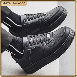 FASHION Men's Matte Black Platform Sneakers – Stylish Lift, All-Day Comfort & Urban Versatility