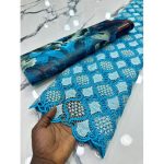 BEAUTIFUL SOFT TURQUOISE BLUE GUIPURE BIG SWISS CORD LACE FABRIC - SKY BLUE (5YARDS)