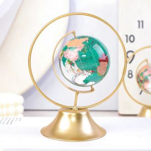 Crystal Ball Globe Ornaments Home Decor Figurine Golden