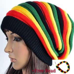 Jamaican Rasta Style Beanie Cap Reggae HeadWarmer Bob Marley Hat
