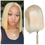 Kriyya Short Blonde Bob Lace Front Wig 613 Straight