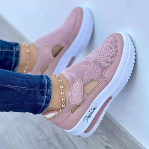 Ladies Flat Platform Shoe Sneakers Female Women Shoe-Peach