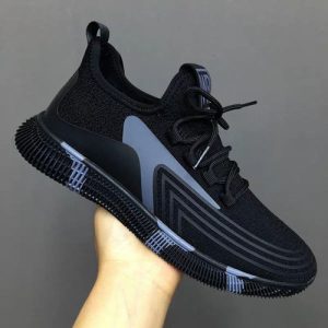 Men'S Trendy Men's Outdoor Sport Lace-up Casual Comfortable Sneakers - Black - Size