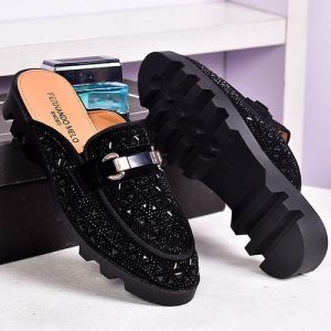 NEW ARRIVAL DOUBLE O T STONE DESIGNERS HALF SHOE BLACK