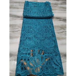 QUALITY GUIPURE CORD LACE / BIG CORD LACE FABRIC MATERIAL - TEAL GREEN (5YARDS)