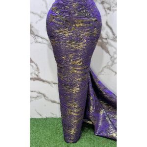 Quality Damask Brocade Sample Lace Fabric Material: Purple & Gold (5yards)