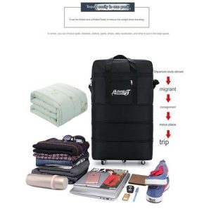 SPORT 5-Wheel Strong Light Weight 32" Travel Foldable Duffel Bag with Wheels Extra Large 110L Rolling Travel Duffle Bag with Bungee, 28 inch Packable & Collapsible Carry on Luggage for Storage Traveling Camping
