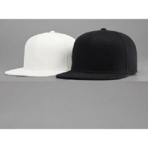 Set Of Two Plain Flat Face Cap Black & White