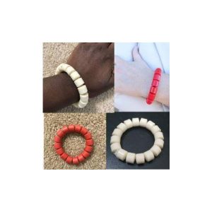 Traditional Coral Plastic Bead Bracelet White And Red