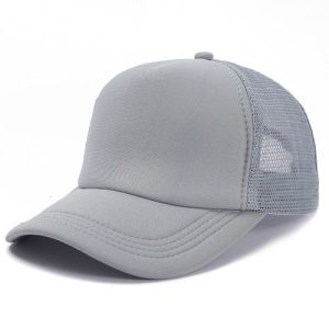Unisex Ash Grey Plain Face Cap Designer