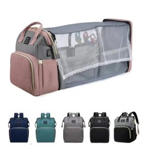 Waterproof Multipurpose Foldable Baby Bed & Diaper Bag – All-in-One Convenience for Parents on the Go!
